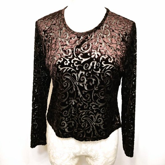 Ilyza Burn out velvet dark plum top Vtg Y2K - Picture 4 of 10